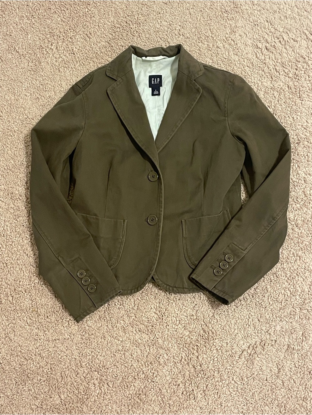 GAP Women's Olive Green Tailored vintage Cotton Blazer
